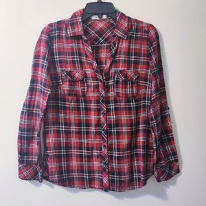 Forever 21 Plaid Shirt Red Black Large